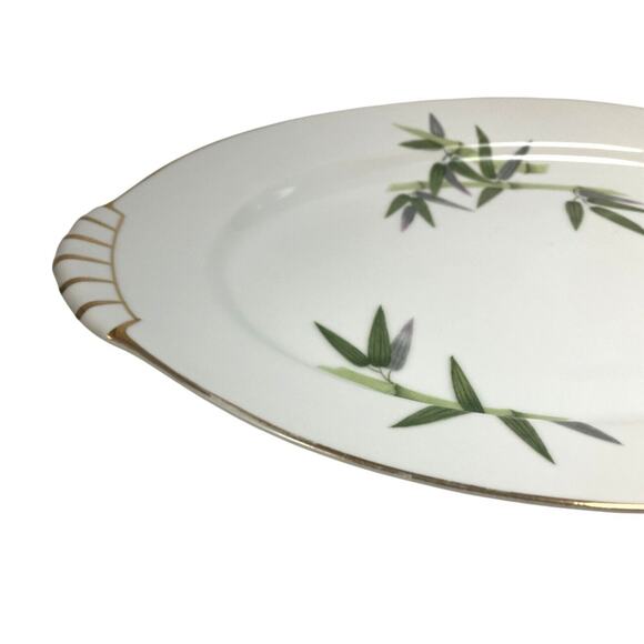 Vintage Narumi 12.75" Platter Oval Serving Spring Bamboo Japan 1950s 24K Gold - Picture 3 of 8